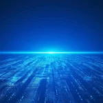 Blue technology background network data traversal internet digital security concept