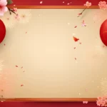 Photo chinese new year background featuring chinese ornamental elements and cherry blossom flowers with fireworks
