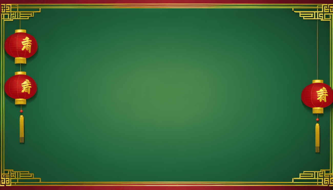 New year empty green background with gold border