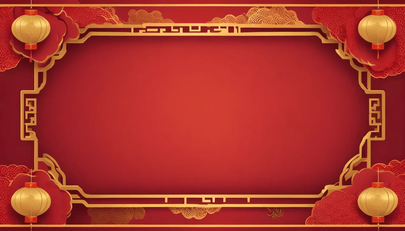 New year empty red background with gold border