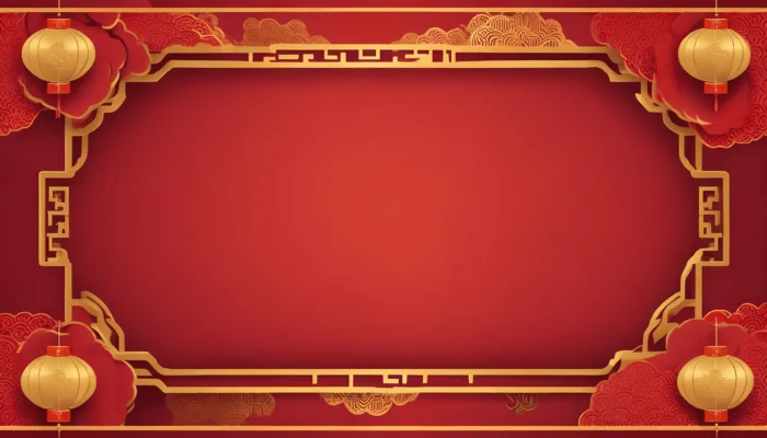 New year empty red background with gold border