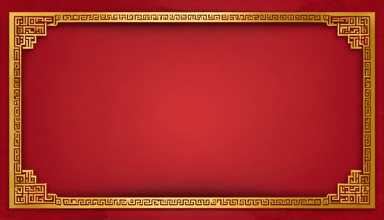 New year empty red background with gold border