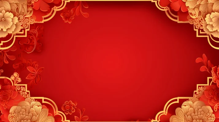 Golden floral border chinese new year image red gold