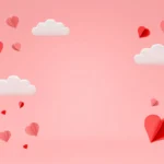 3D render heart floating pink romance background valentine's day