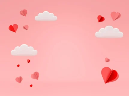 3D render heart floating pink romance background valentine's day