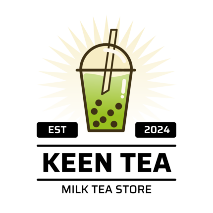 Logo cửa hàng trà sữa Keen – Tea màu xanh cổ điển