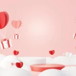 Happy valentine's day minimal sweet love scene with display podium