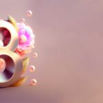 Illustration of number 8 and floral decoration for background and banner for 8th march women's day with copy space