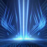 Background of empty stage show with neon light and laser