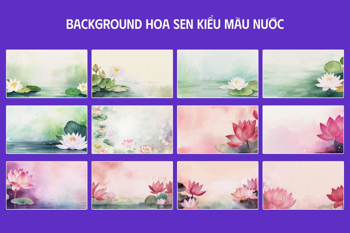 Background hoa sen kiểu màu nước