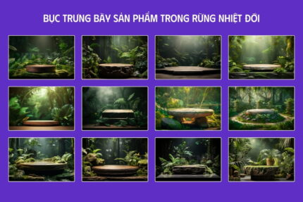 Bục trưng bày sản phẩm trong rừng nhiệt đới