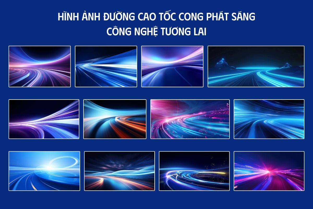 Hình ảnh đường cao tốc cong phát sáng công nghệ tương lai