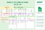 [GS-FIN-004] Mẫu quản lý tài chính cá nhân 50_30 _20 giúp kiểm soát chi tiêu và tiết kiệm thông minh Google sheet