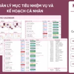 [GS-PLAN-019] Bảng quản lý mục tiêu nhiệm vụ và kế hoạch cá nhân kèm lịch Google Sheet