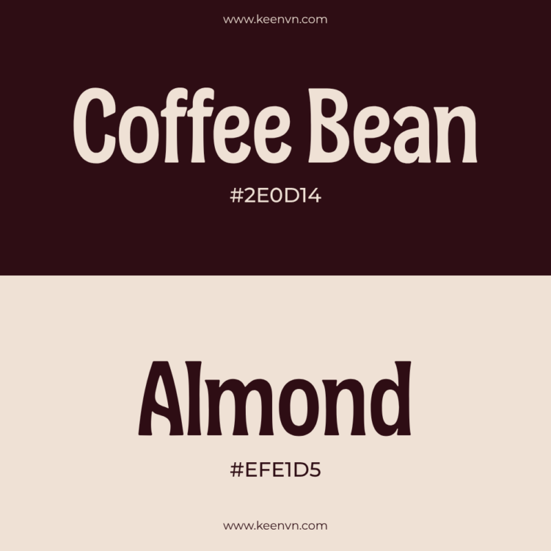Top 15 cặp màu đẹp cho thiết kế chuyên nghiệp - Coffee Bean (#2E0014) và Almond (#EFE1D5)