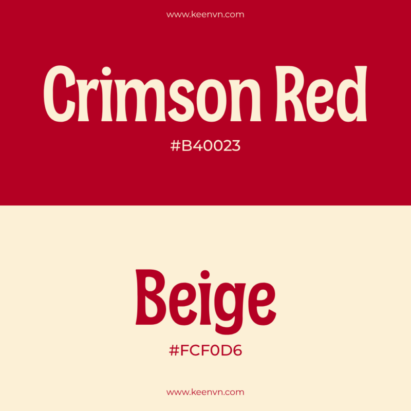 Top 15 cặp màu đẹp cho thiết kế chuyên nghiệp - Crimson Red (#840023) và Beige (#FCF0C6)