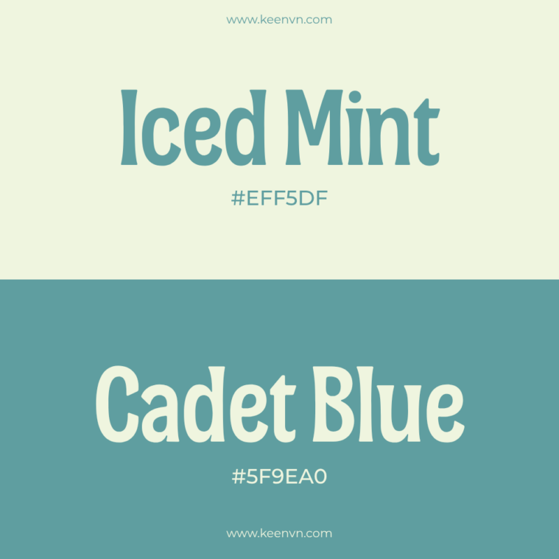 Top 15 cặp màu đẹp cho thiết kế chuyên nghiệp - Iced Mint (#EFFFDF) và Cadet Blue (#5F9EA0)