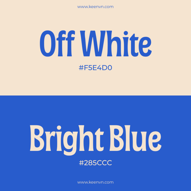 Top 15 cặp màu đẹp cho thiết kế chuyên nghiệp - Off White (#F5E4DD) và Bright Blue (#4285CC)